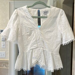 White cotton tailored islet blouse